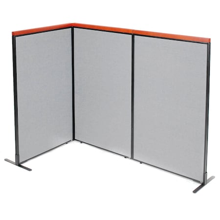 Interion By Global Industrial Interion Deluxe Freestanding 3-Panel Corner Room Divider, 36-1/4inW x 61-1/2inH Panels, Gray 695079GY